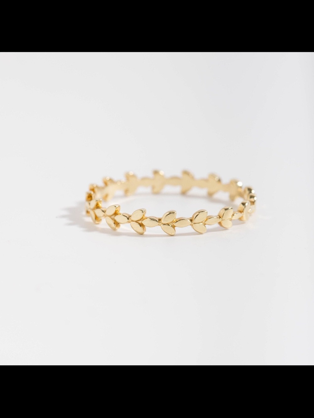 14K Solid Gold Leaf Stacking Wedding Band Ring